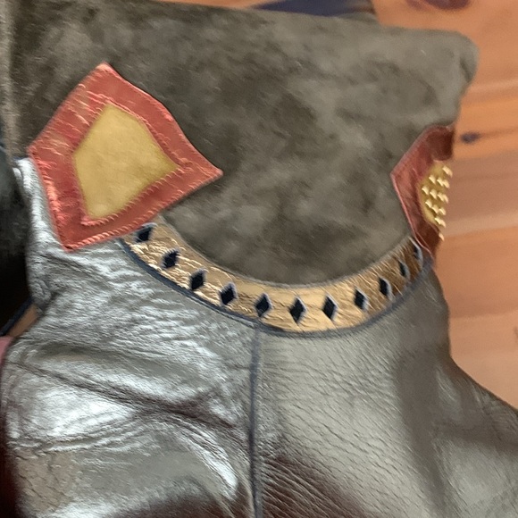 Vintage Gomez  Rivas Boots Olive Green Leather,Suede,Snakeskin - Picture 6 of 14